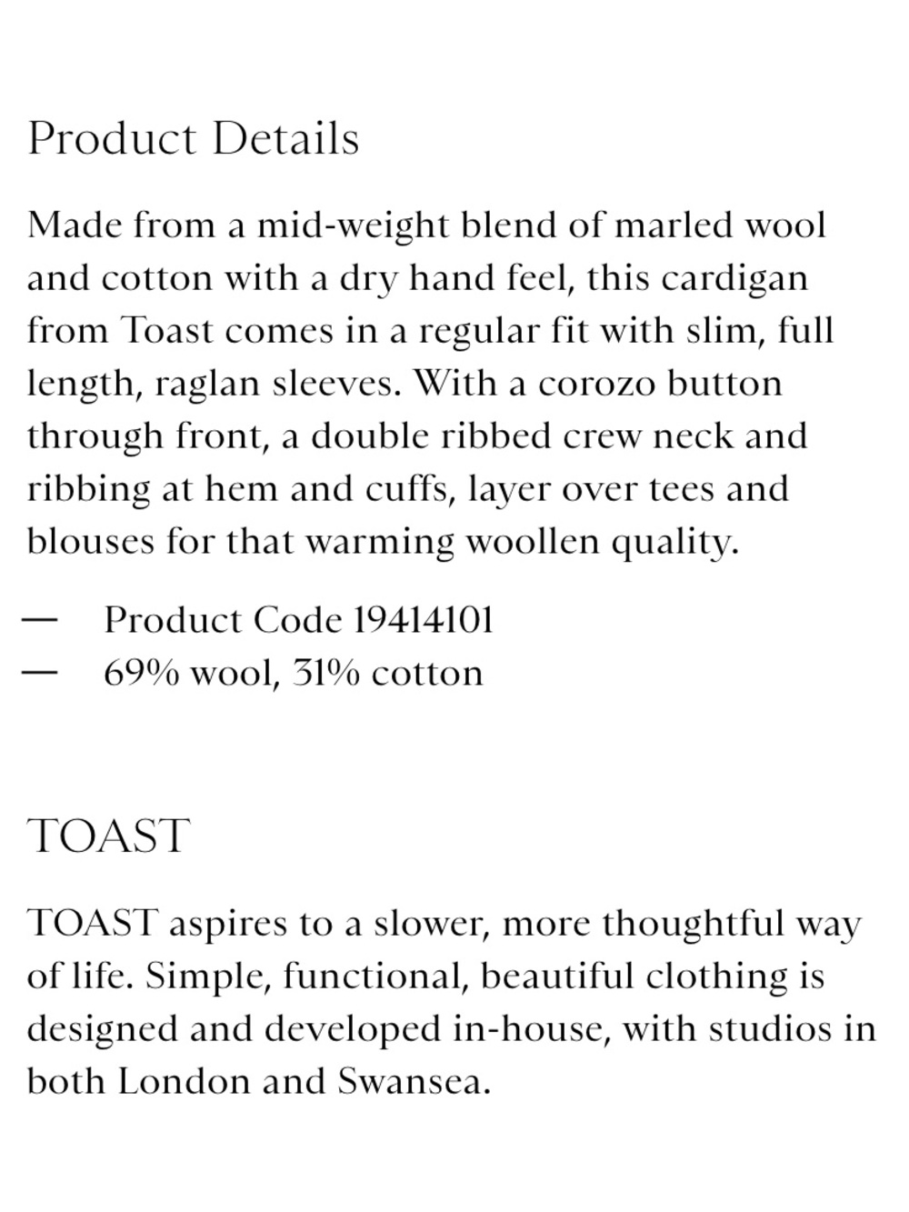 TOAST Wool Cotton Raglan Cardigan - Picture 10 of 10